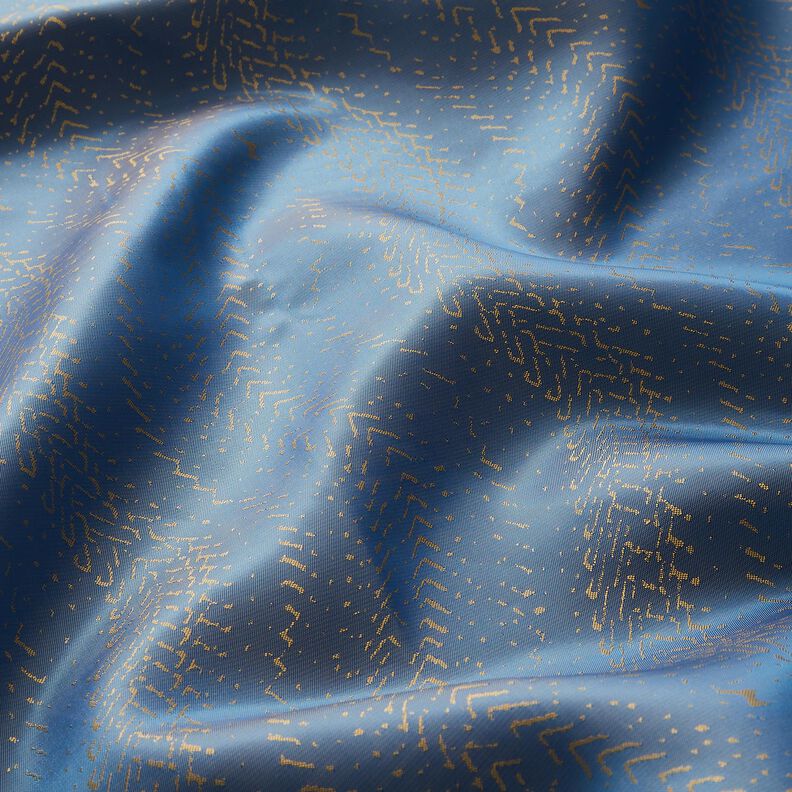 Tissu de doublure Jacquard Motif écaille – bleu/or,  image number 2