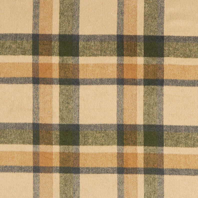 Tissu manteau tartan gratté – sable/kaki clair,  image number 1