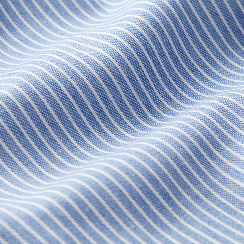 Tissu pour chemisier Coton mélangé Rayures – bleu clair/blanc,  image number 2