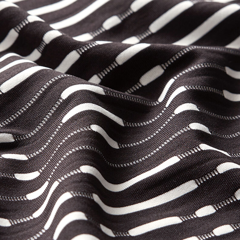 Tissu maille léger à rayures en relief – noir/blanc,  image number 2