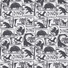 Jersey coton Patchs dinosaures – blanc/anthracite, 