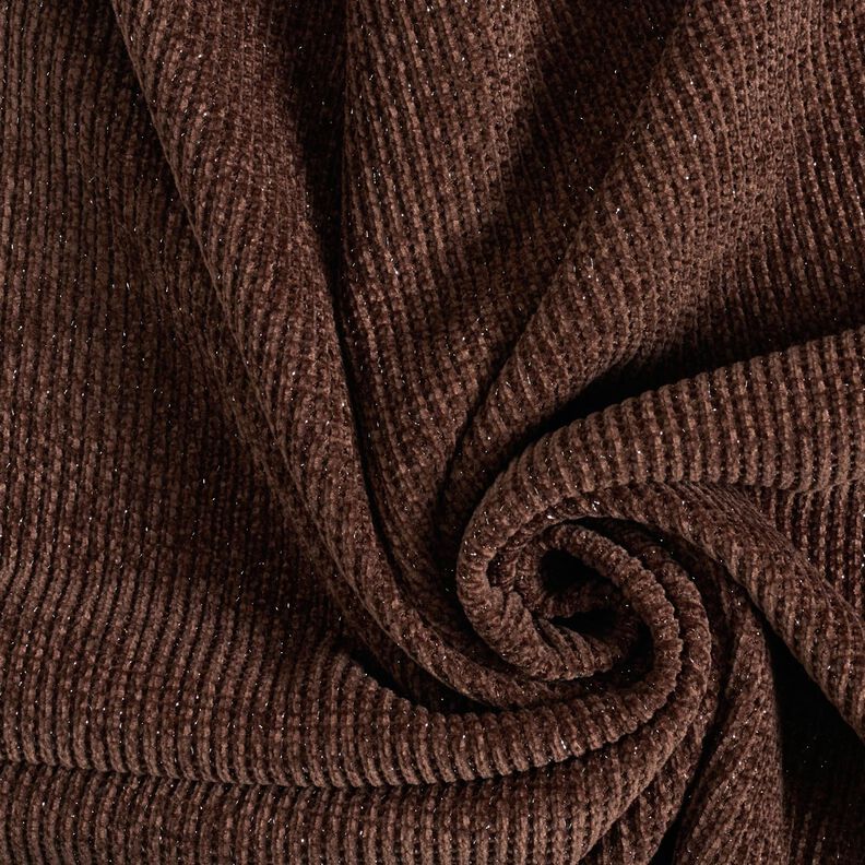 Chenille à paillettes – marron foncé/argent métallisé,  image number 3