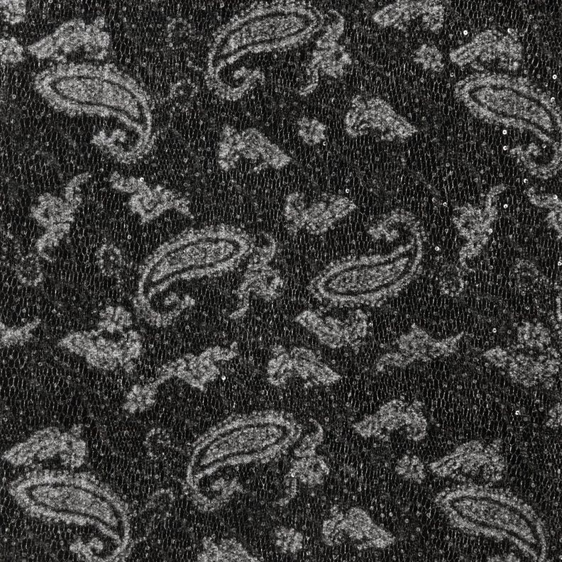 Tissu pour manteau à paisley et paillettes – anthracite/gris clair,  image number 1