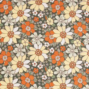 Tissu en coton Cretonne Fleurs rétro – orange clair/jaune clair, 