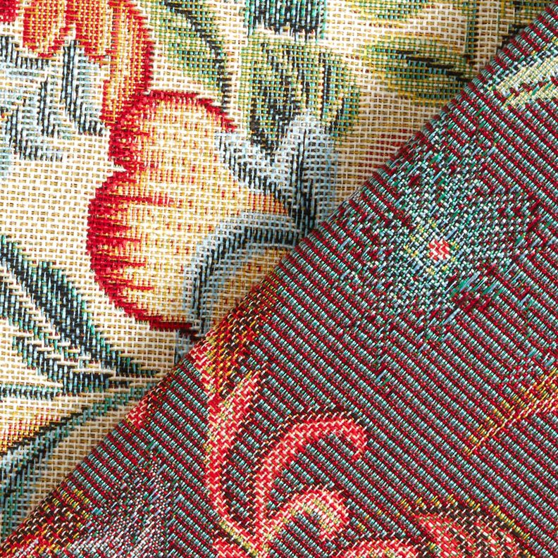 Tissu de décoration Gobelin Superbes fleurs – beige clair/rouge,  image number 4