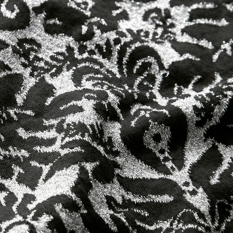 Jersey jacquard à ornements – argent métallisé/noir,  image number 2