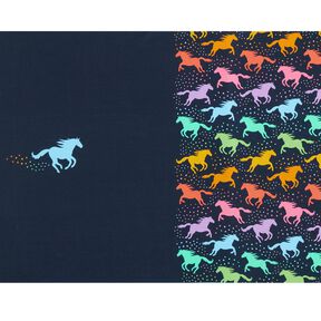 Jersey coton Panel Panneau pays enchanté chevaux | Stoff&Liebe – bleu nuit, 