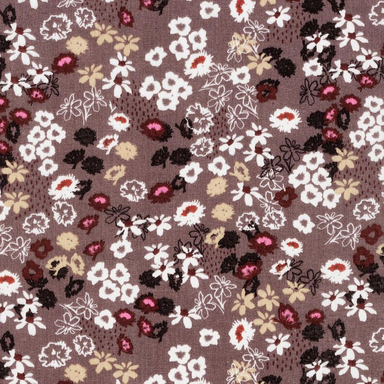 Tissu gaze de coton prairie fleurie de rêve, lisse – chocolat,  image number 1