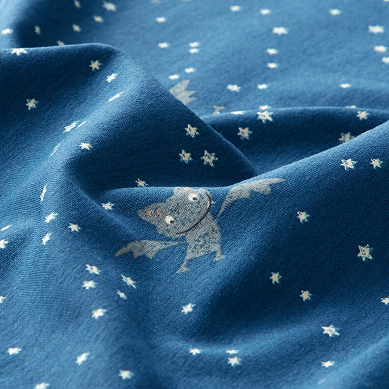Jersey coton Chauve-souris coquine – bleu jean,  image number 2