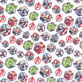 Cretonne Tissu sous licence Mosaïque de motifs Avengers | Marvel – blanc, 