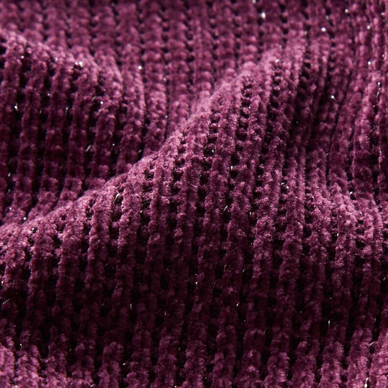 Chenille à paillettes – aubergine/argent métallisé,  image number 2