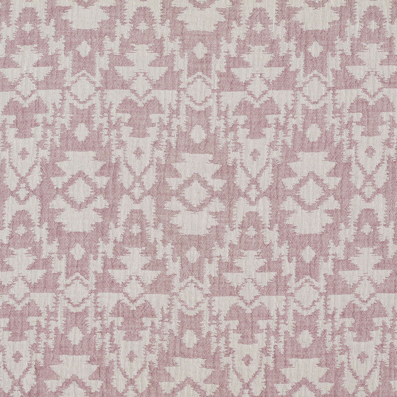 Tissu double gaze de coton Motif aztèque jacquard | by Poppy vieux rose foncé/gris brume,  image number 4