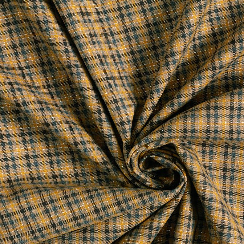 Mélange viscose Carreaux avec lurex – beige foncé/jaune curry,  image number 3