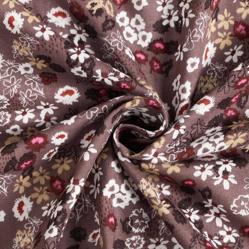 Tissu gaze de coton prairie fleurie de rêve, lisse – chocolat,  image number 4