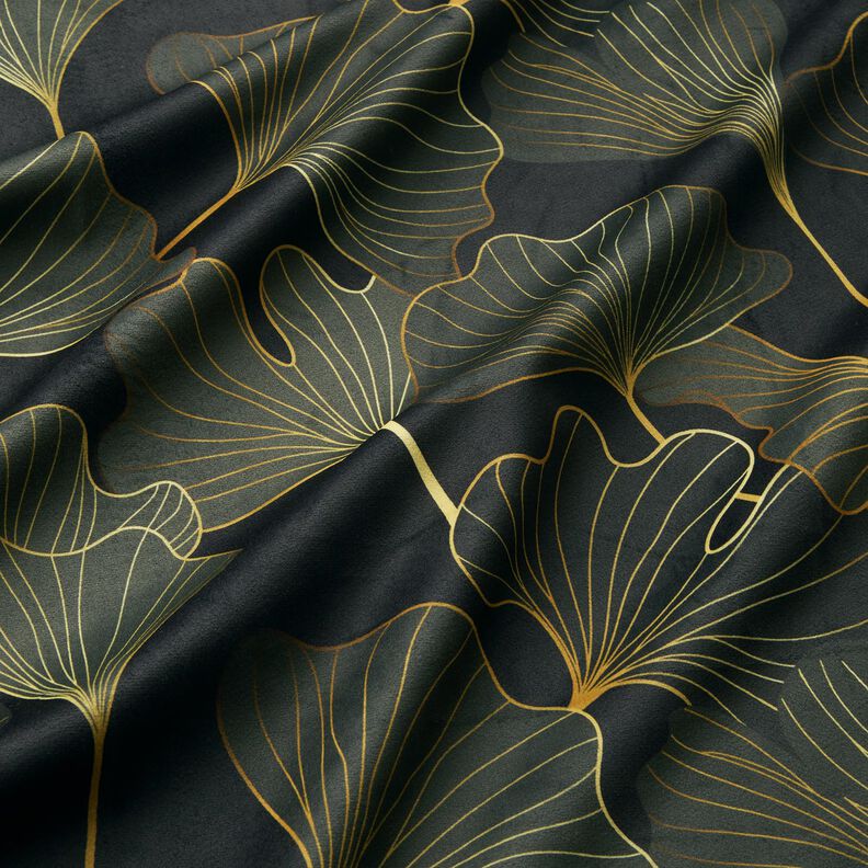 Velours de décoration Ginkgo noble – anthracite/pin foncé,  image number 2