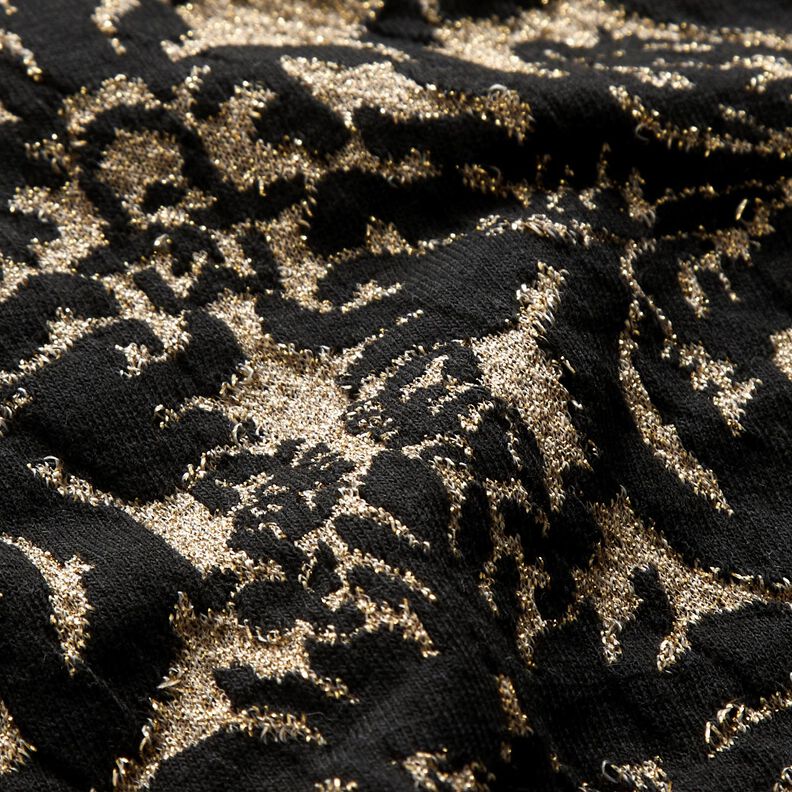 Jersey jacquard à ornements – or métallisé/noir,  image number 3