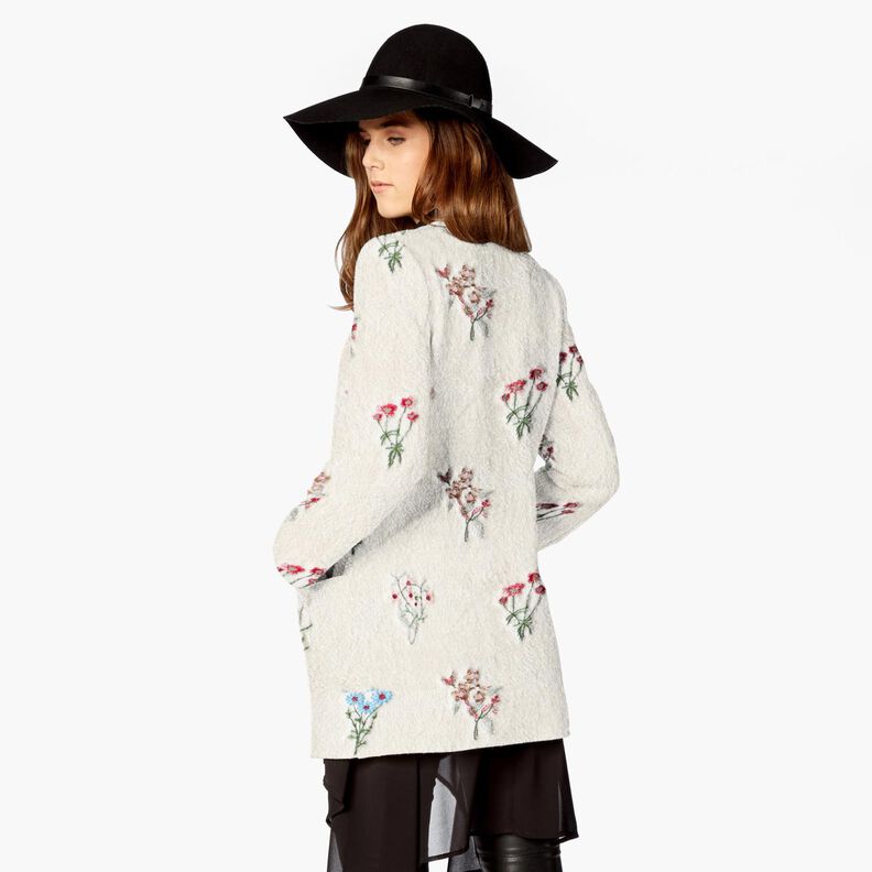 Lainage manteau peluche et broderie florale – blanc,  image number 7