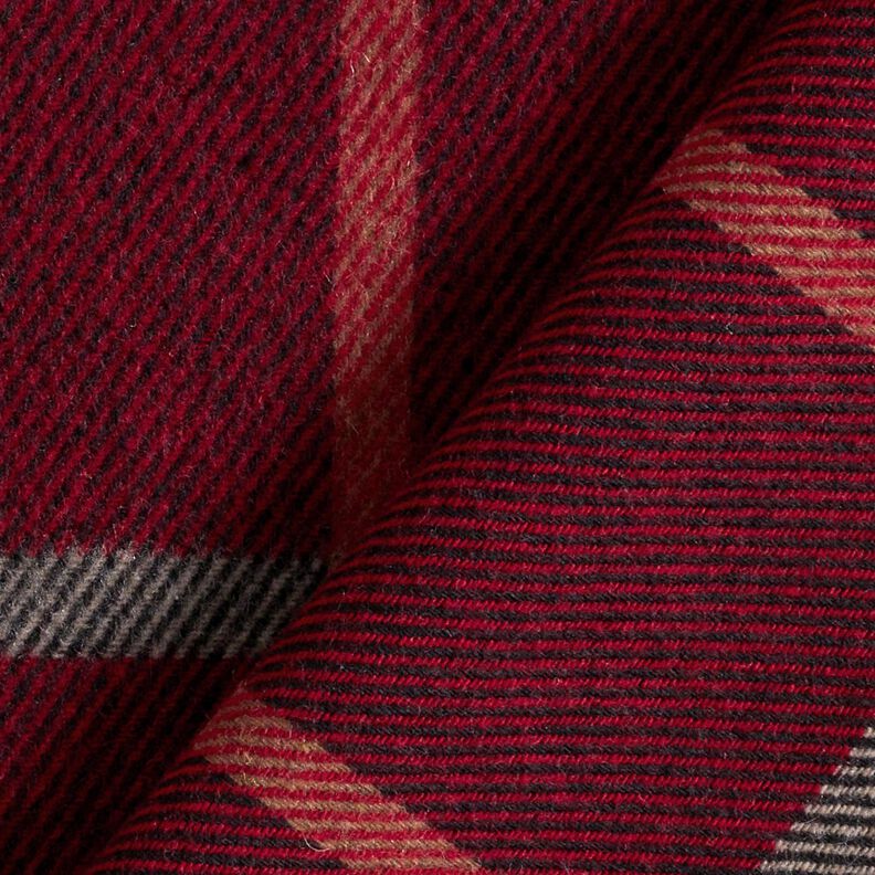 Tissu pour manteau à grands carreaux – rouge bordeaux/noir,  image number 4