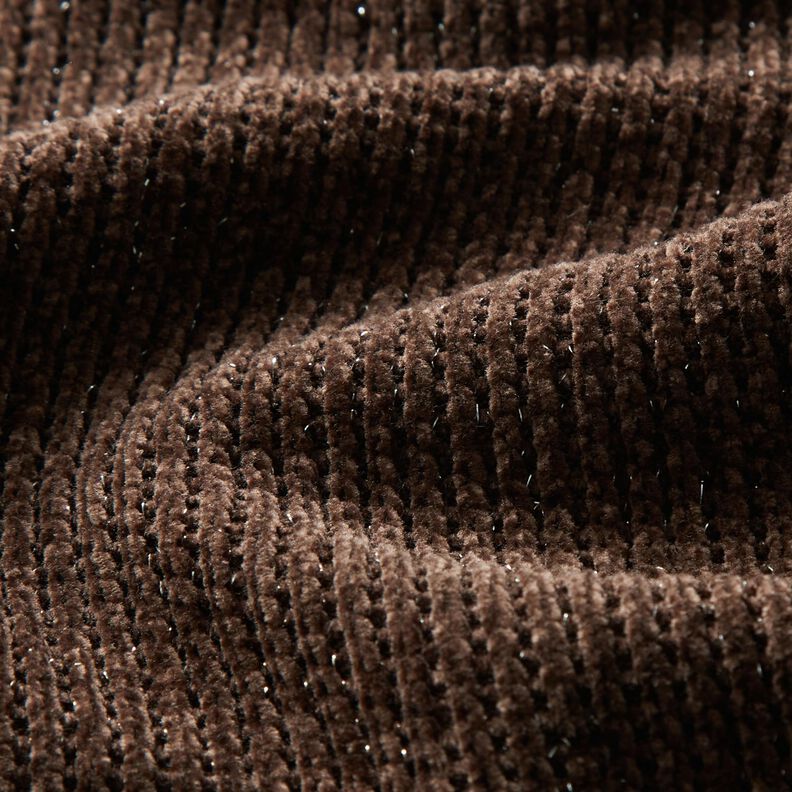 Chenille à paillettes – marron foncé/argent métallisé,  image number 2