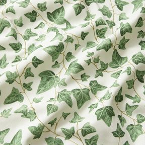 Tissu de décoration Semi-panama Lierre grimpant – blanc/vert, 