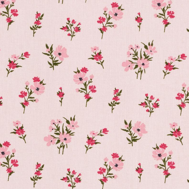 Tissu en coton Cretonne Petites fleurs – rosé/rose intense,  image number 1