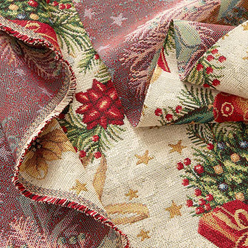 Tissu de décoration Gobelin Couronnes de Noël – nature,  image number 3