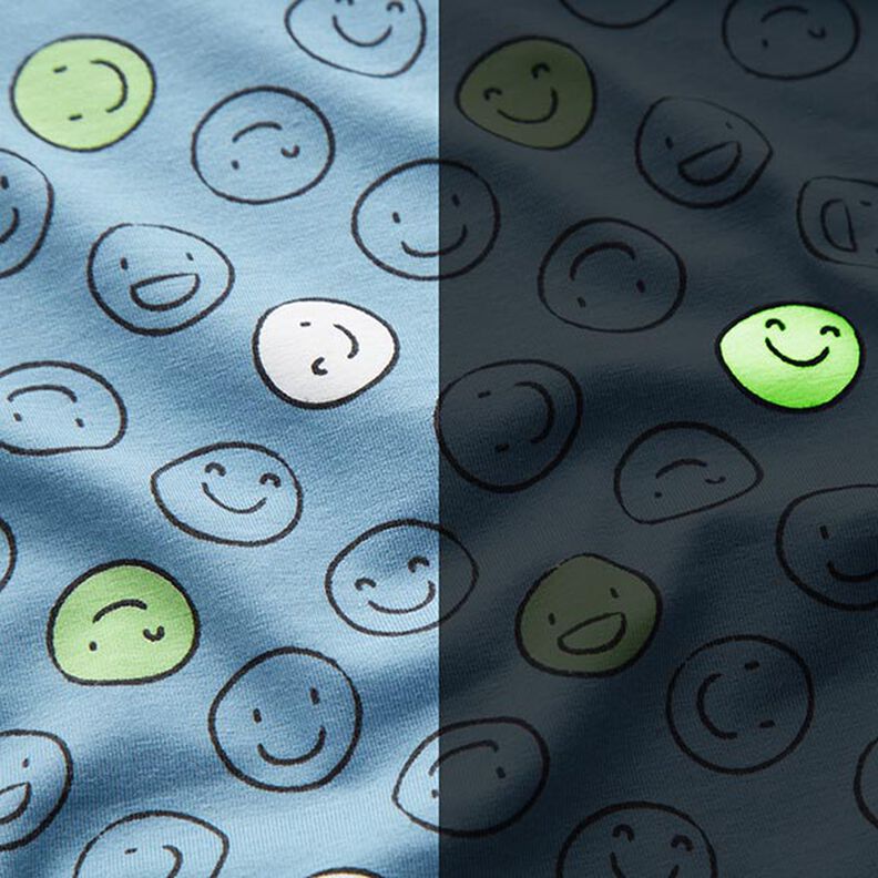 Jersey coton Smiley scintillant dans la nuit – bleu jean,  image number 3