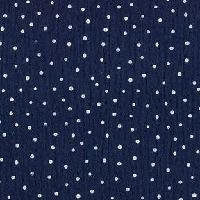 Tissu double gaze de coton Petits points – bleu marine/blanc, 