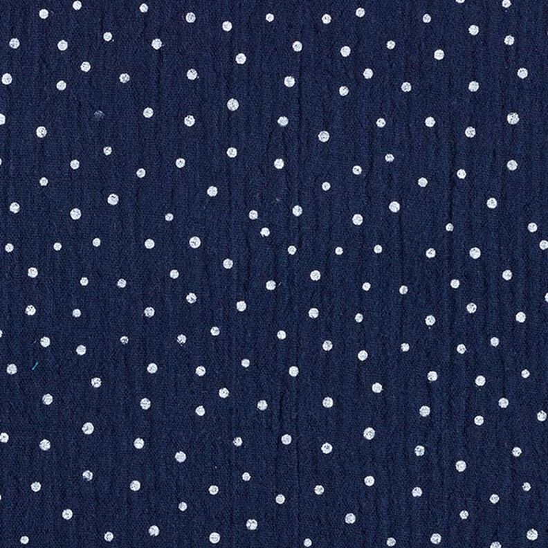 Tissu double gaze de coton Petits points – bleu marine/blanc,  image number 1