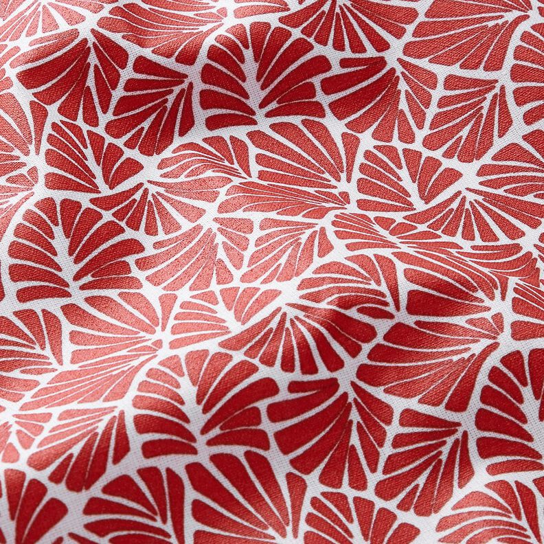 Coton enduit Mini feuilles abstraites – rouge foncé/blanc,  image number 3