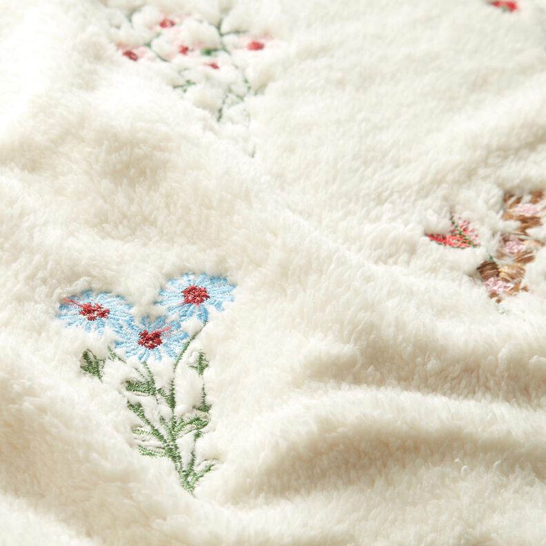 Lainage manteau peluche et broderie florale – blanc,  image number 2