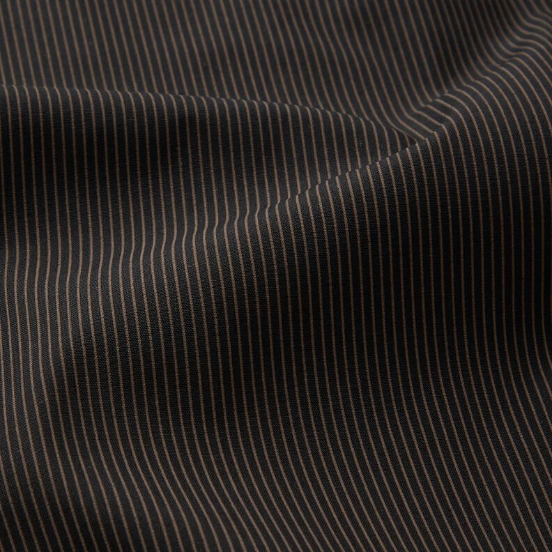 Tissu pour chemise à fines rayures – noir/beige,  image number 2