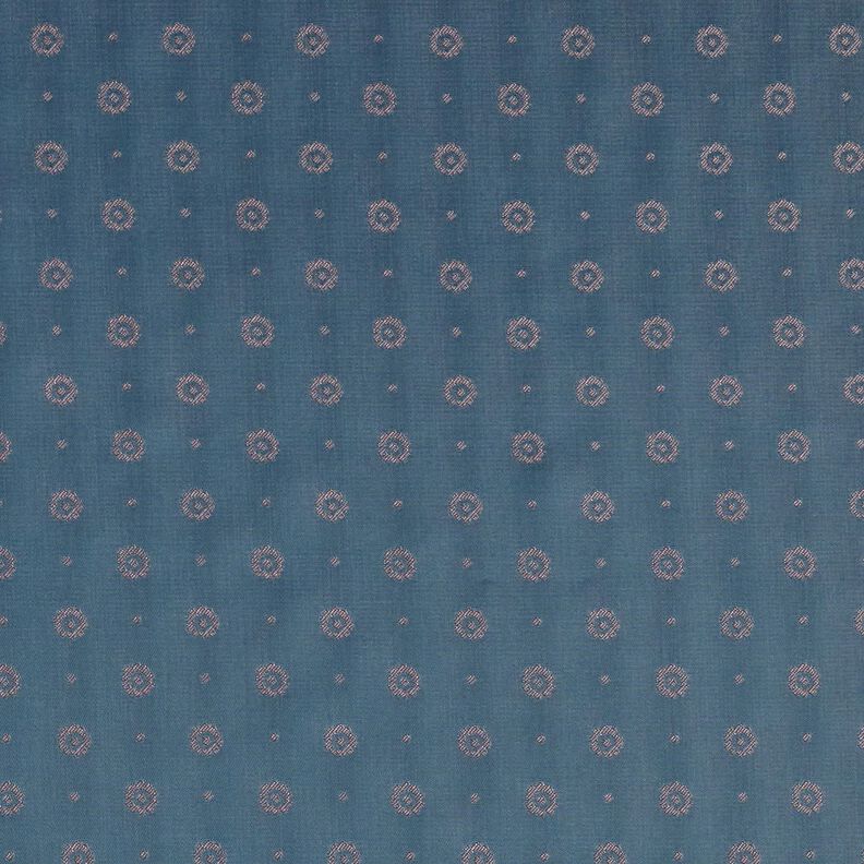 Tissu de doublure Jacquard Changée Fleurs et Pois – bleu jean,  image number 1