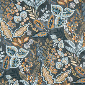Tissu de décoration Semi-panama Feuilles paisley – gris bleu, 