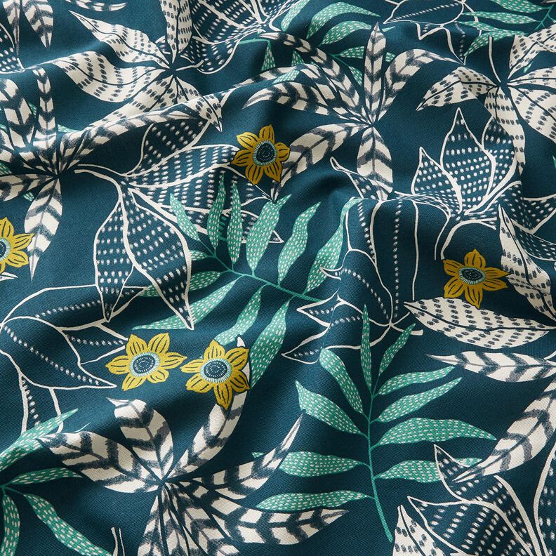 Tissu de décoration Semi-panama Jungle – bleu nuit/menthe poivrée,  image number 2