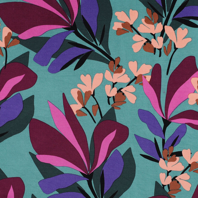 Rosella Stretch Spring Garden | Nerida Hansen – bleu aqua/rouge bordeaux,  image number 1