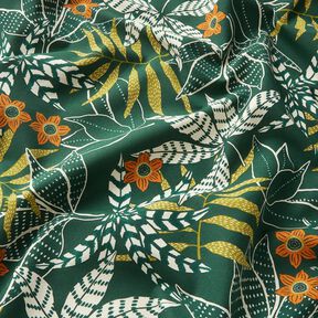 Tissu de décoration Semi-panama Jungle – vert foncé/orange, 