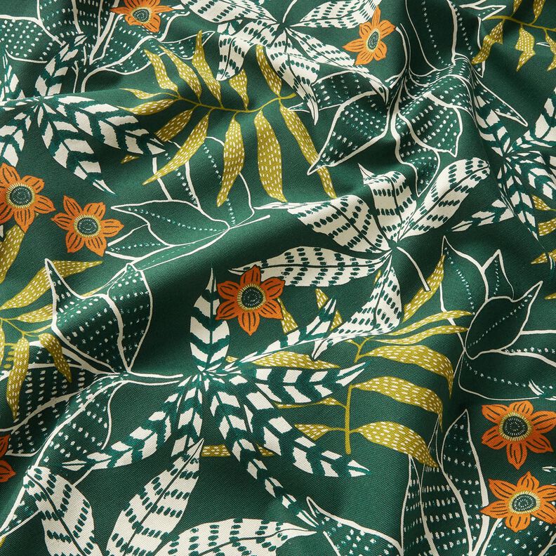 Tissu de décoration Semi-panama Jungle – vert foncé/orange,  image number 2