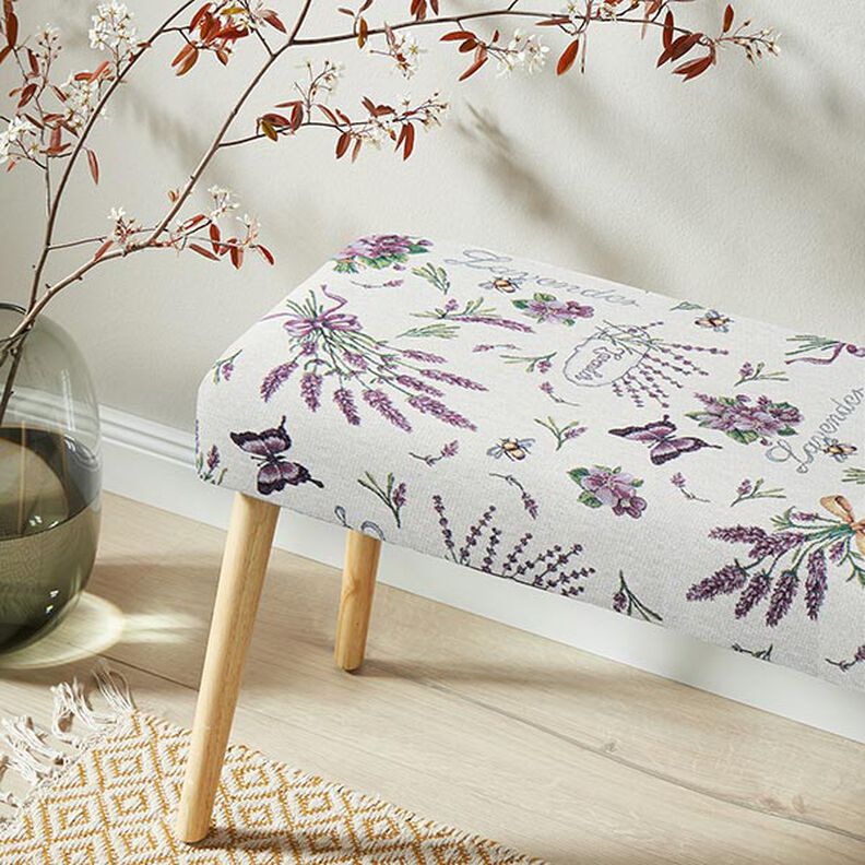 Tissu décoratif Gobelin lavande violette – écru/mauve,  image number 6