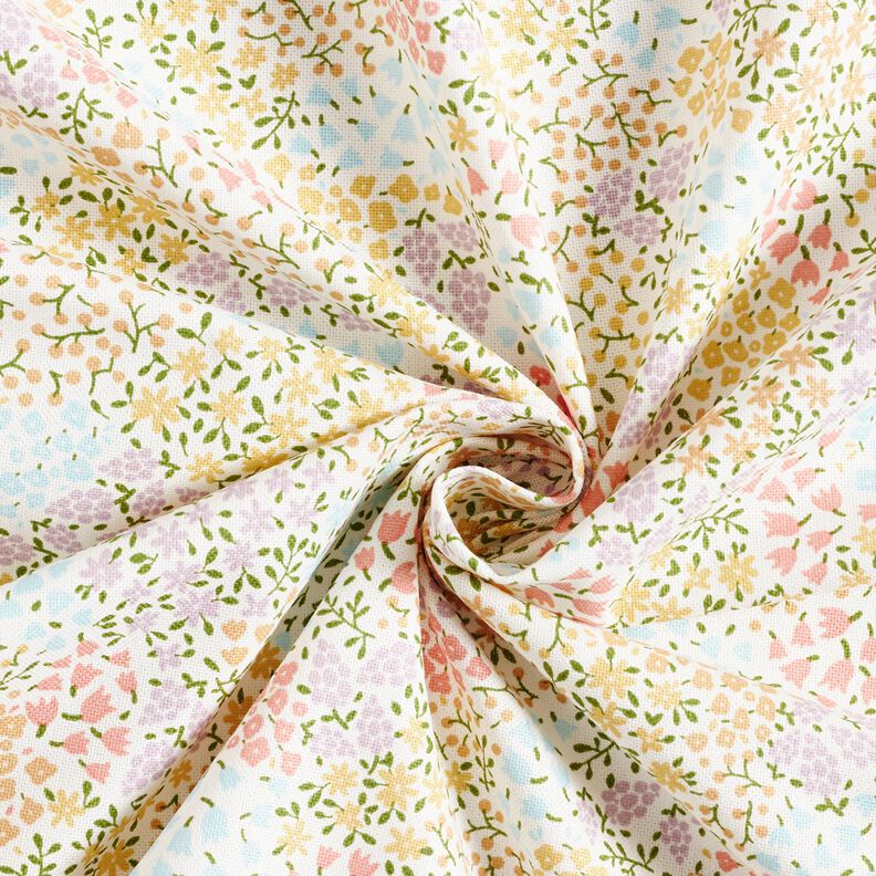 Tissu de décoration Semi-panama Fleurettes colorées – ivoire/rose,  image number 3