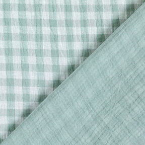 Tissu double gaze de coton Carreaux vichy à fil teinté – roseau/blanc, 