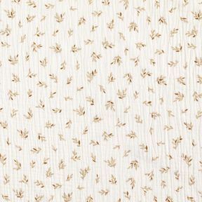 Tissu double gaze de coton Petites branches | by Poppy – ivoire/brun faon, 