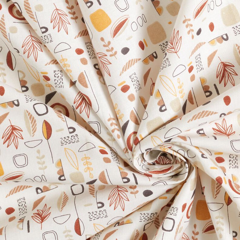 Tissu en coton Cretonne Feuilles scandinaves – ivoire/bronze,  image number 3