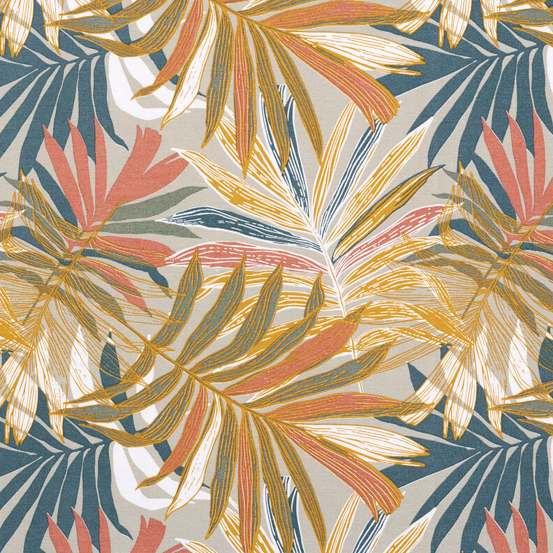 Tissu de décoration Canvas Feuilles de jungle 280 cm – taupe clair/cuivre,  image number 1