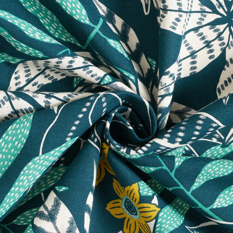 Tissu de décoration Semi-panama Jungle – bleu nuit/menthe poivrée,  image number 3