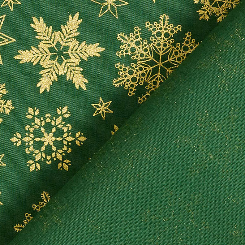 Tissu en coton Popeline Cristaux de neige – vert/or,  image number 4