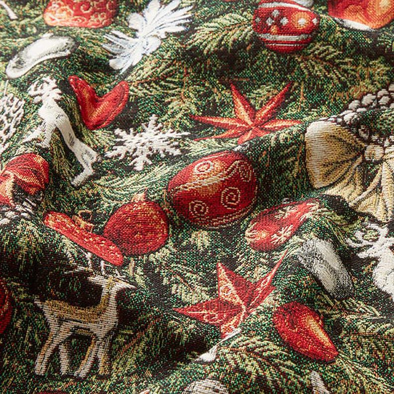 Tissu de décoration Gobelin Branches de sapin – vert/rouge,  image number 2