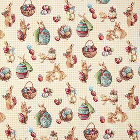 Tissu décoratif Gobelin petits lapins mignons – jaune clair, 