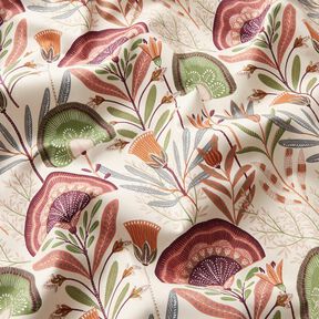 Tissu de décoration Sergé coton Floral – écru/pin, 