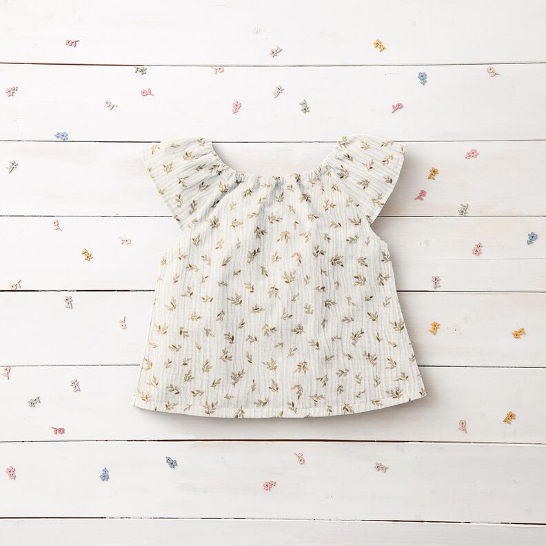 Tissu double gaze de coton Petites branches | by Poppy – ivoire/brun faon,  image number 5